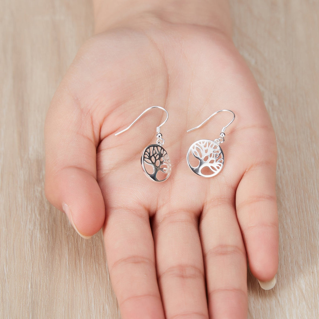 Sterling Silver Tree of Life Drop Earrings - Philip Jones Jewellery