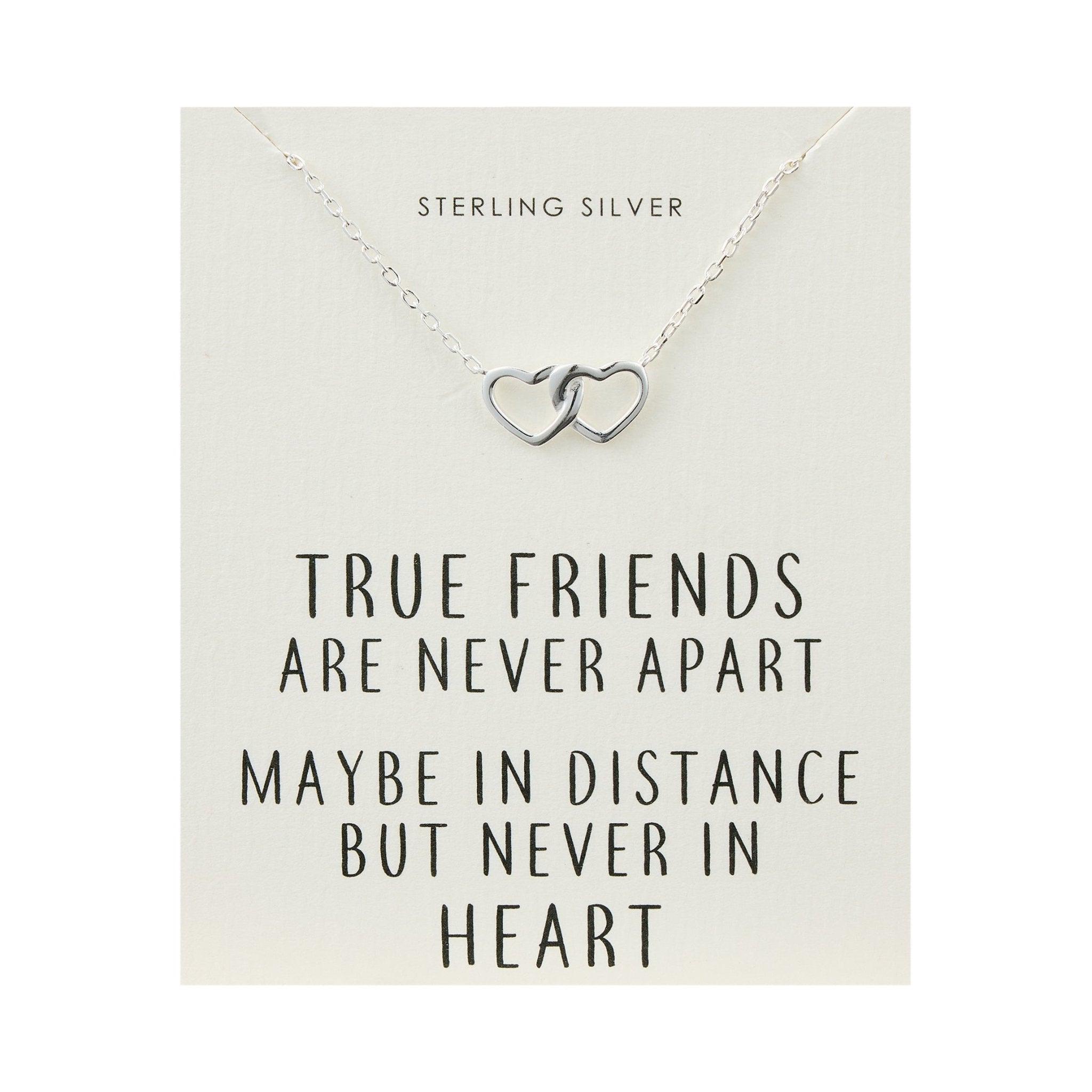 Sterling Silver True Friends Heart Link Necklace with Quote Card - Philip Jones Jewellery