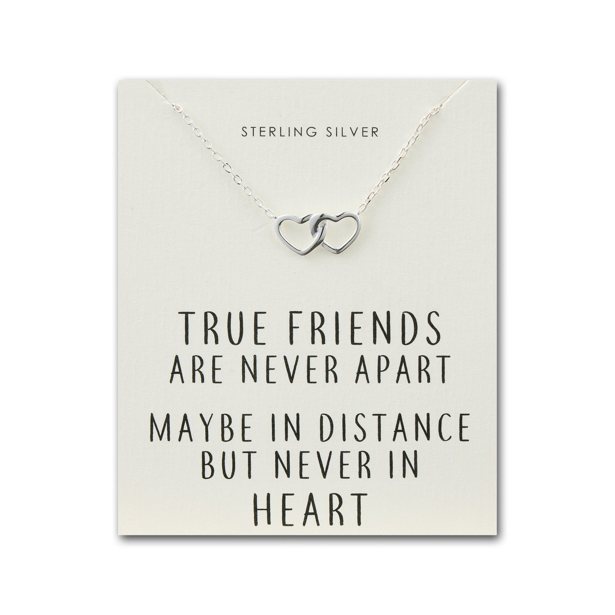 Sterling Silver True Friends Heart Link Necklace with Quote Card - Philip Jones Jewellery