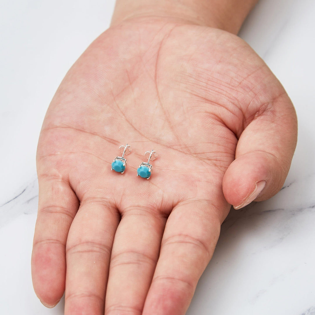 Sterling Silver Turquoise Earrings Created with Zircondia® Crystals - Philip Jones Jewellery