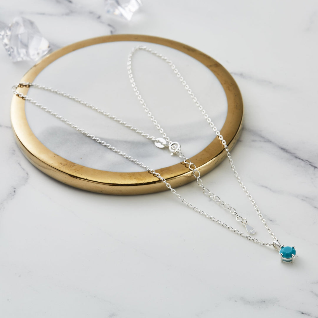 Sterling Silver Turquoise Necklace Created with Zircondia® Crystals - Philip Jones Jewellery