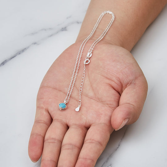 Sterling Silver Turquoise Necklace Created with Zircondia® Crystals - Philip Jones Jewellery