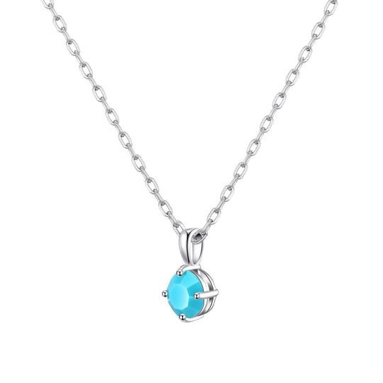 Sterling Silver Turquoise Necklace Created with Zircondia® Crystals - Philip Jones Jewellery