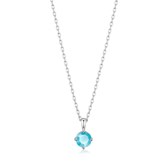 Sterling Silver Turquoise Necklace Created with Zircondia® Crystals - Philip Jones Jewellery