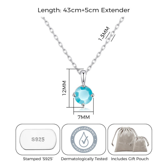 Sterling Silver Turquoise Necklace Created with Zircondia® Crystals - Philip Jones Jewellery