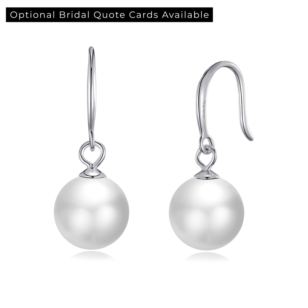 Sterling Silver White Pearl Drop Bridal Earrings - Philip Jones Jewellery