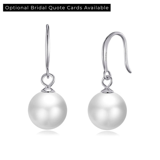 Sterling Silver White Pearl Drop Bridal Earrings - Philip Jones Jewellery