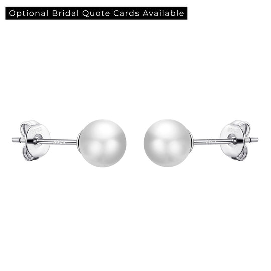 Sterling Silver White Shell Pearl Bridal Earrings - Philip Jones Jewellery