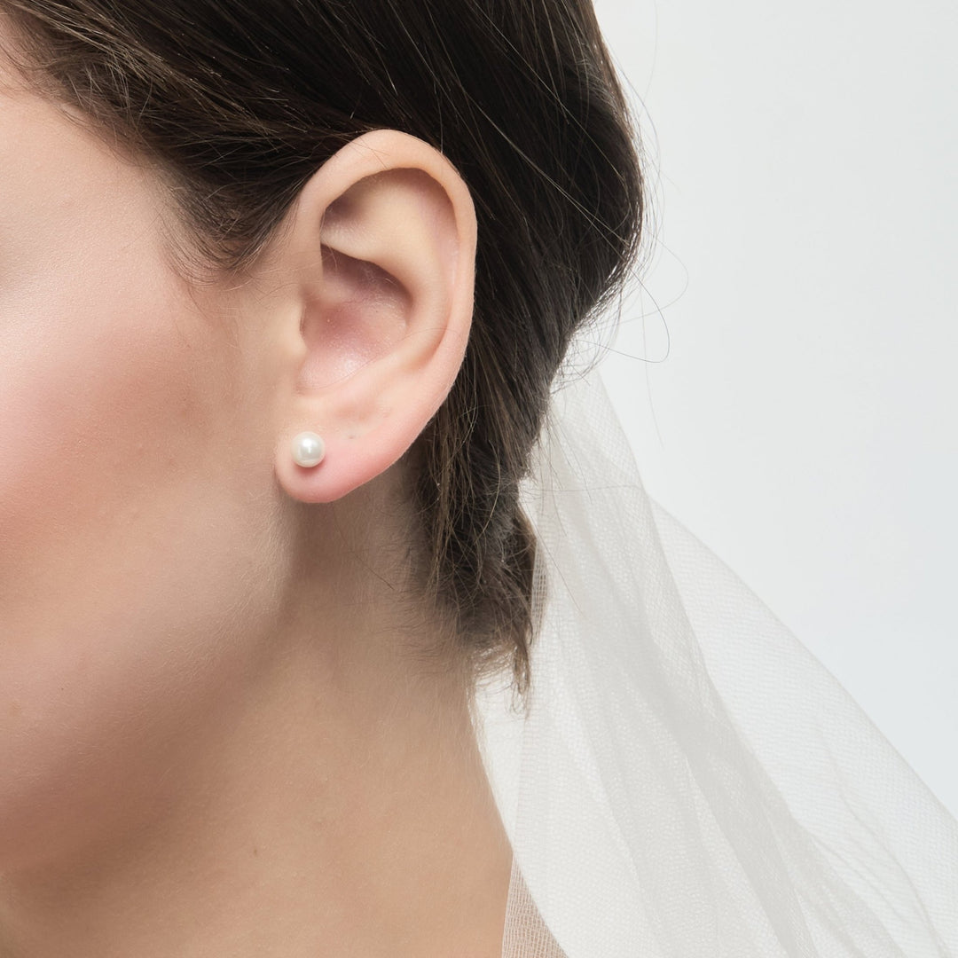 Sterling Silver White Shell Pearl Bridal Earrings - Philip Jones Jewellery