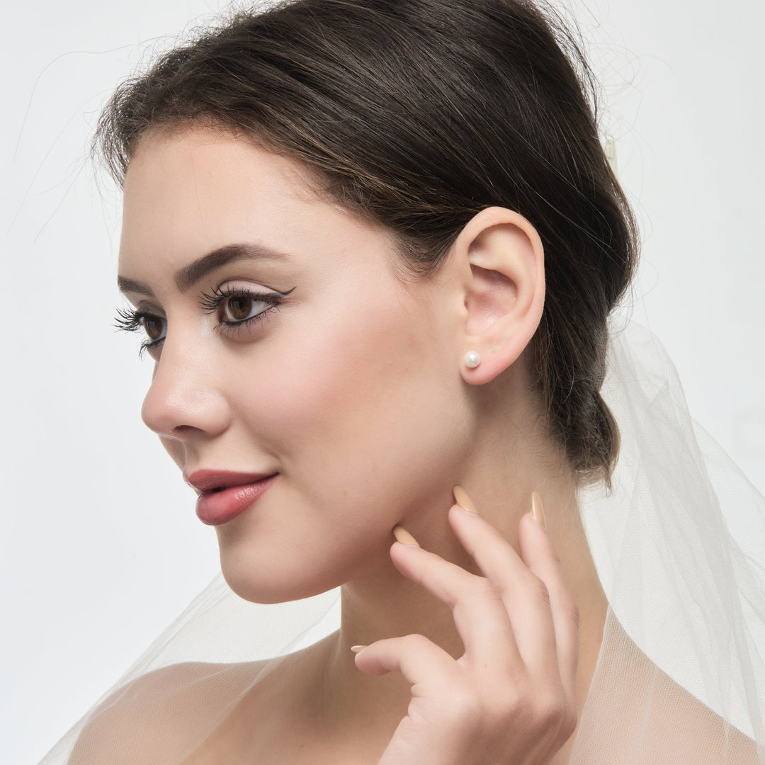 Sterling Silver White Shell Pearl Bridal Earrings - Philip Jones Jewellery