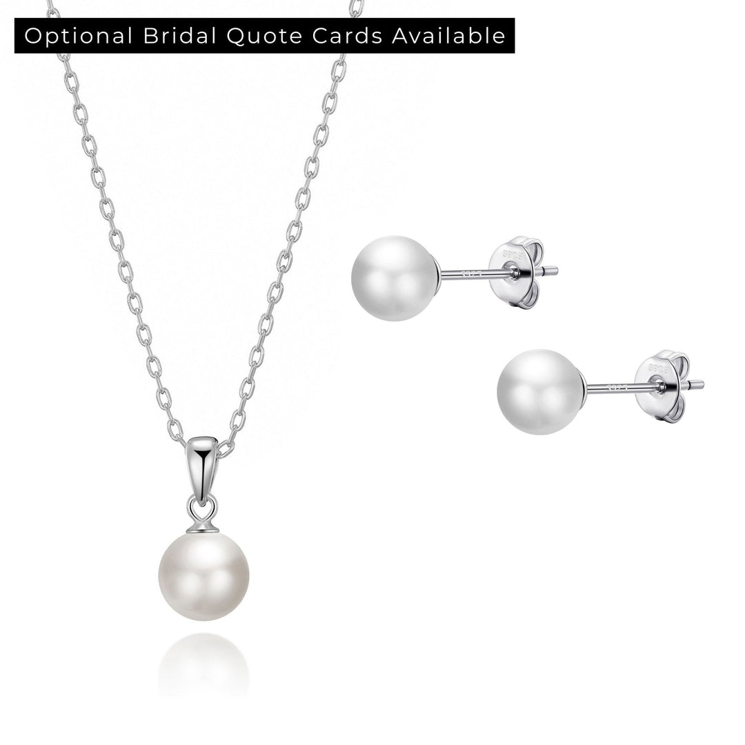 Sterling Silver White Shell Pearl Bridal Set - Philip Jones Jewellery