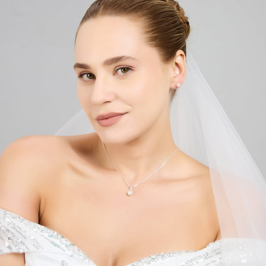 Sterling Silver White Shell Pearl Bridal Set - Philip Jones Jewellery