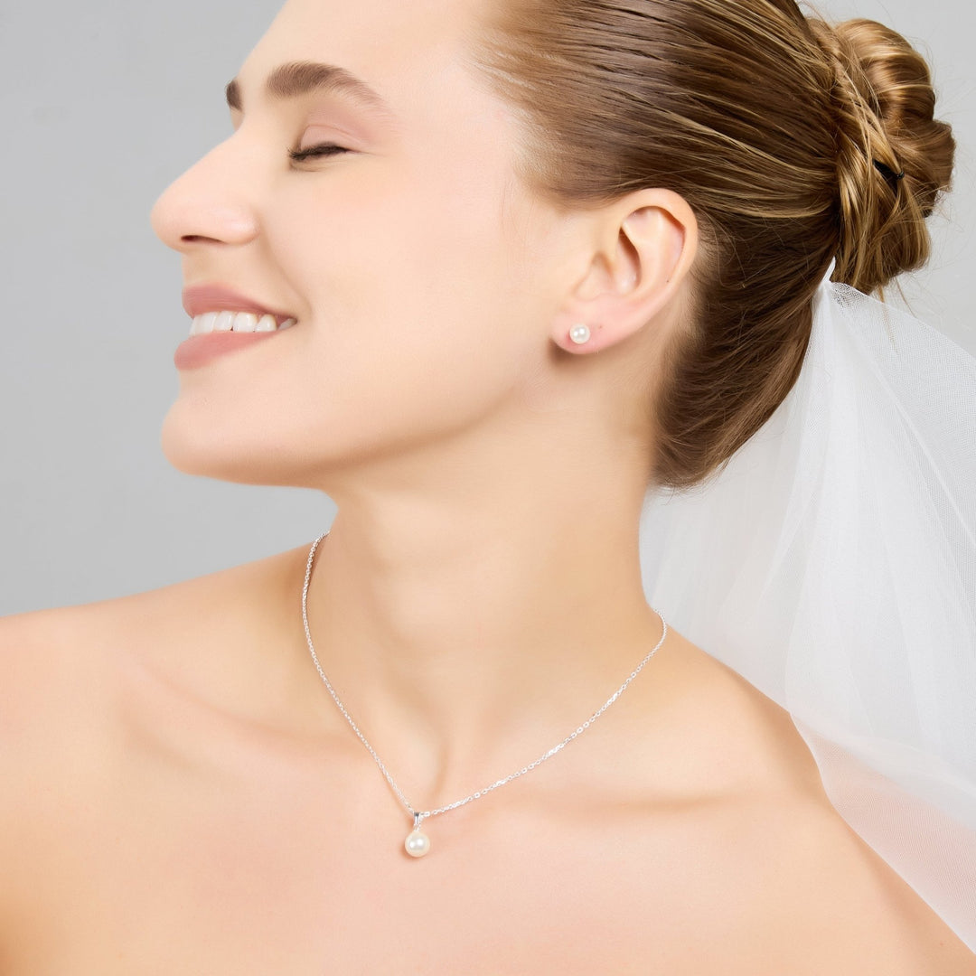 Sterling Silver White Shell Pearl Bridal Set - Philip Jones Jewellery