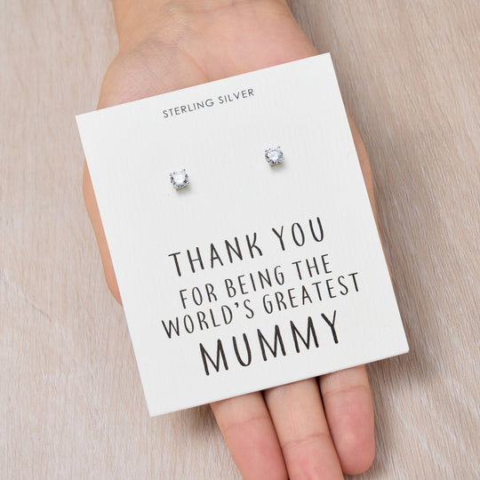 Sterling Silver World's Greatest Mummy Crystal Earrings - Philip Jones Jewellery