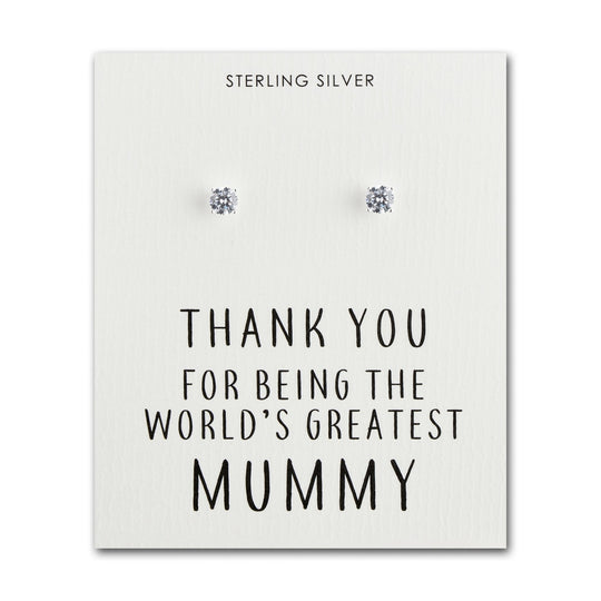 Sterling Silver World's Greatest Mummy Crystal Earrings - Philip Jones Jewellery