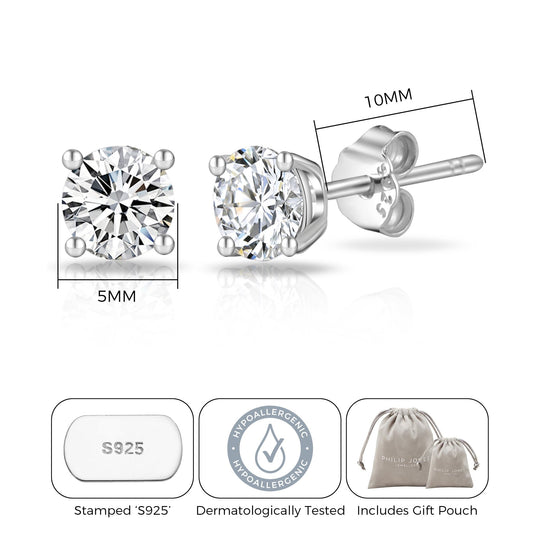 Sterling Silver World's Greatest Teacher Crystal Earrings - Philip Jones Jewellery
