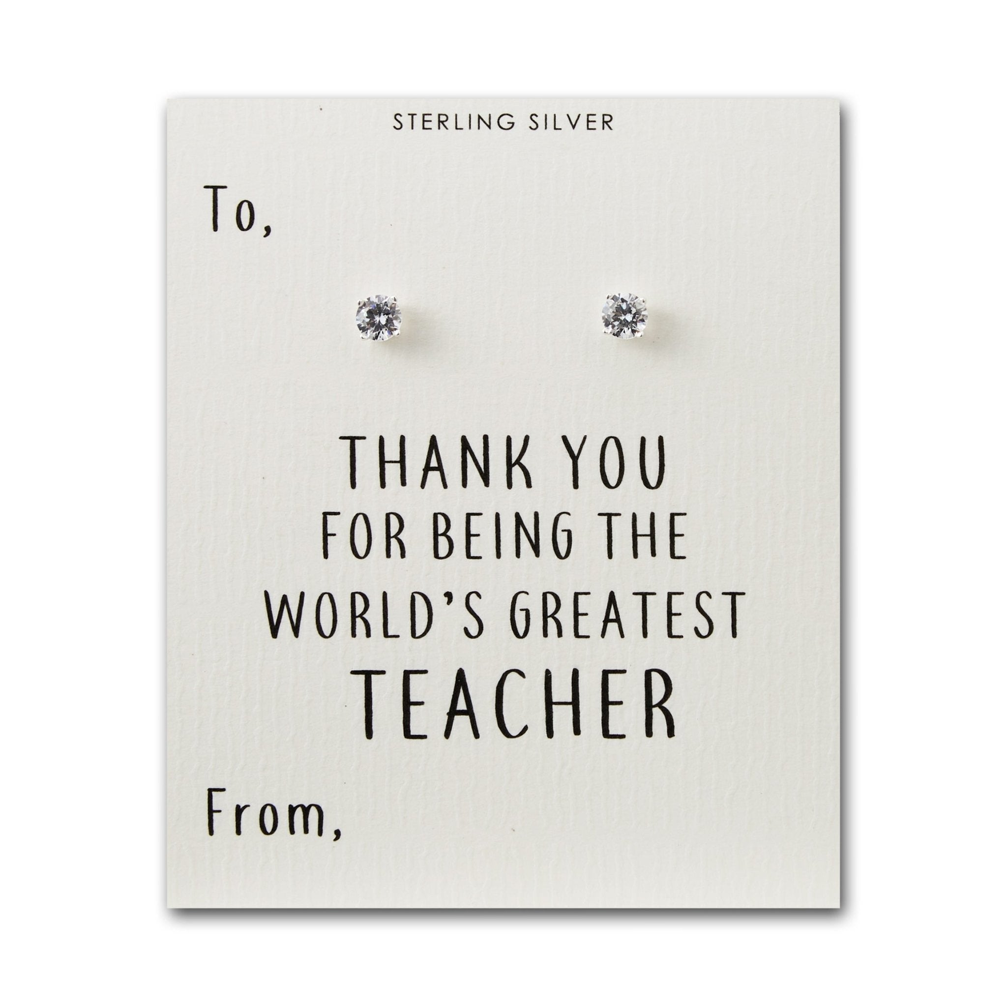 Sterling Silver World's Greatest Teacher Crystal Earrings - Philip Jones Jewellery