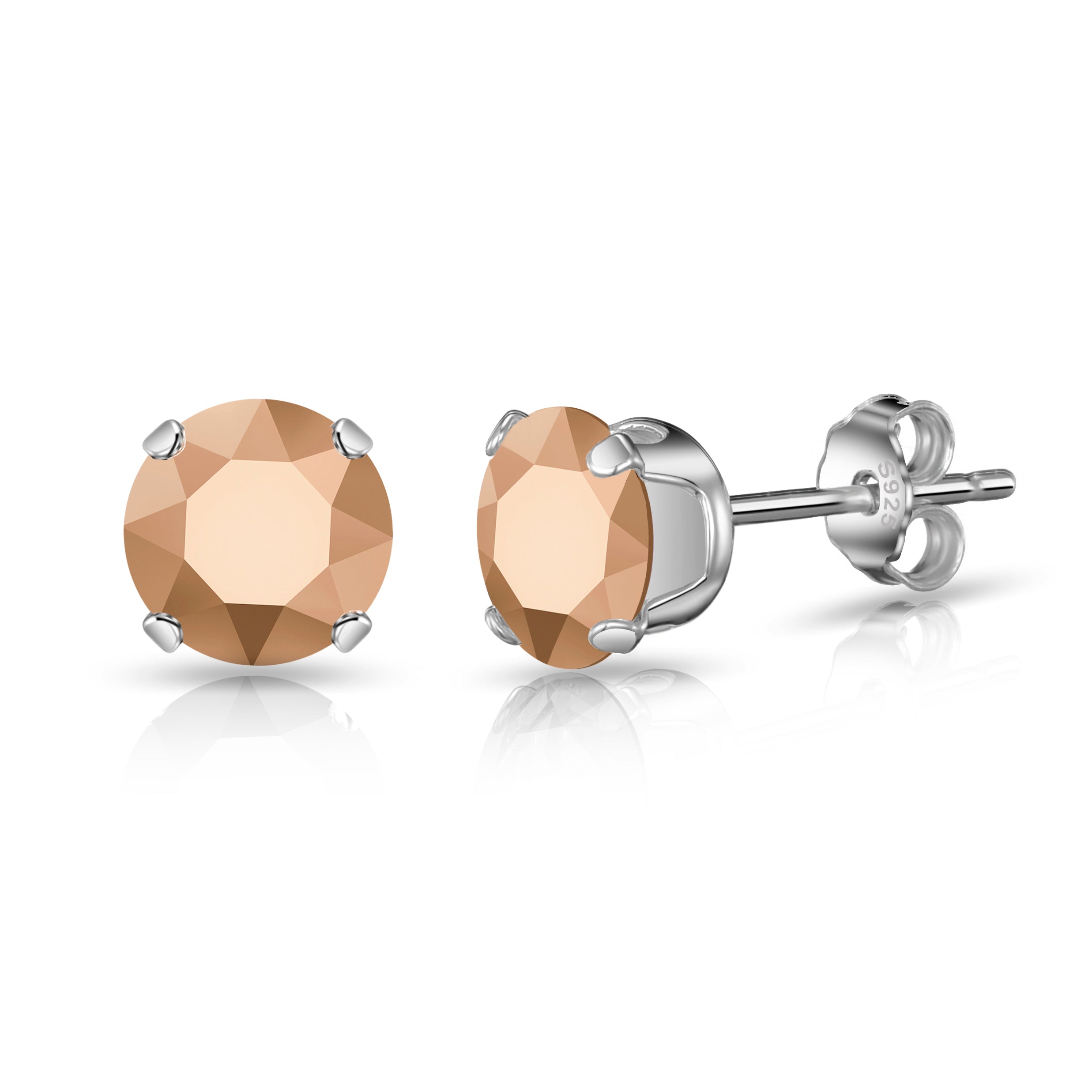 Sterling Silver Crystal Rose Gold Earrings Created with Zircondia® Crystals