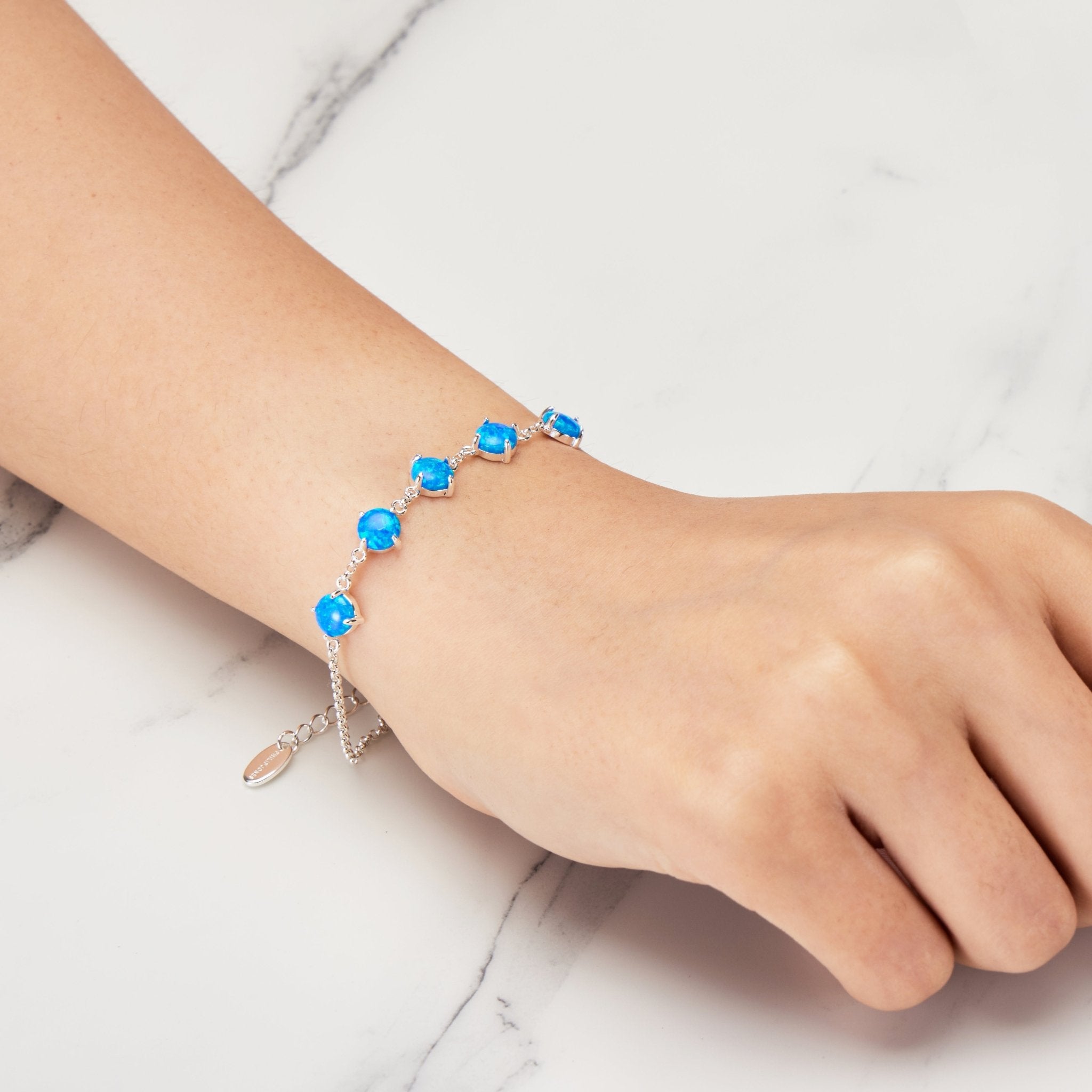 Synthetic Blue Opal Gemstone Bracelet - Philip Jones Jewellery