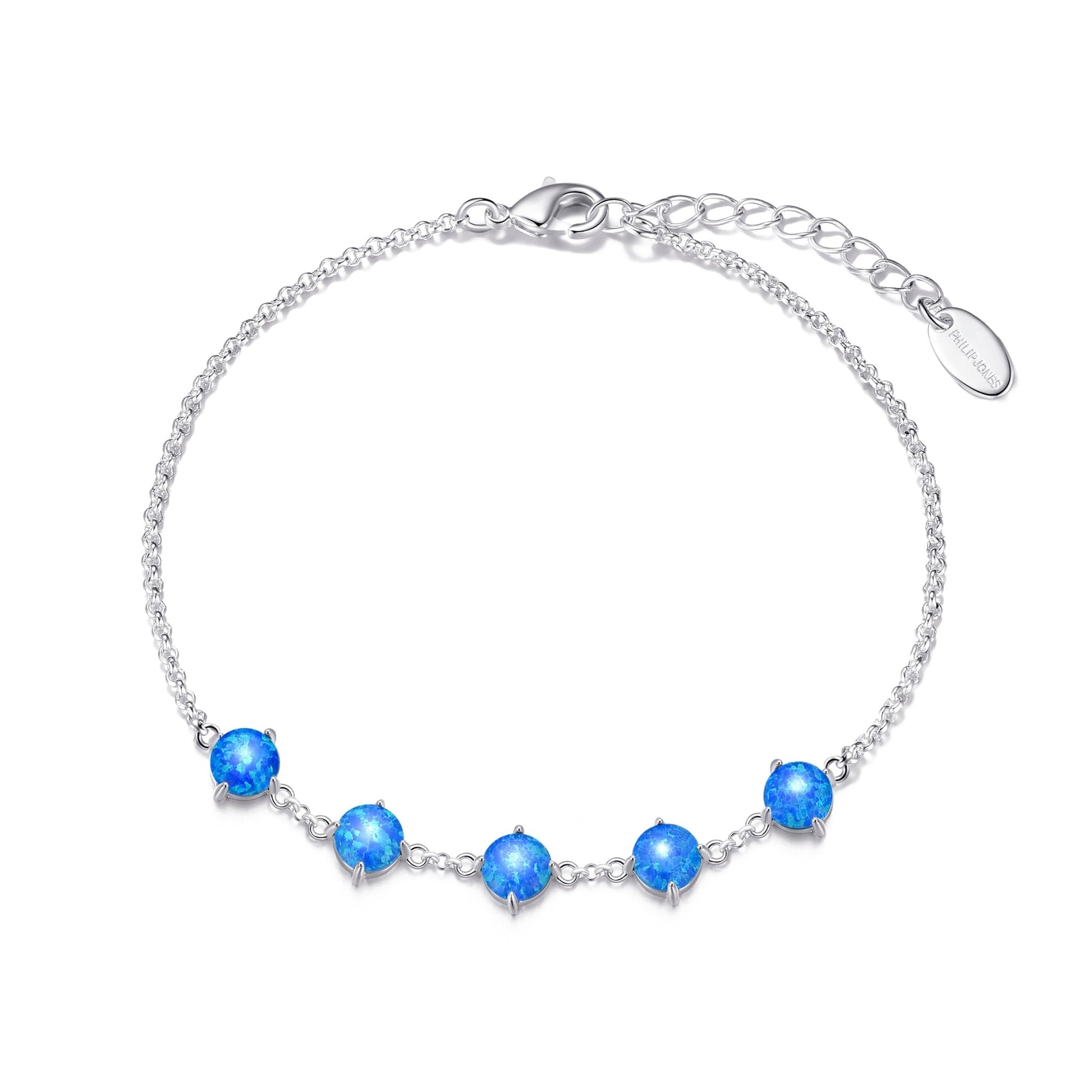 Synthetic Blue Opal Gemstone Bracelet - Philip Jones Jewellery