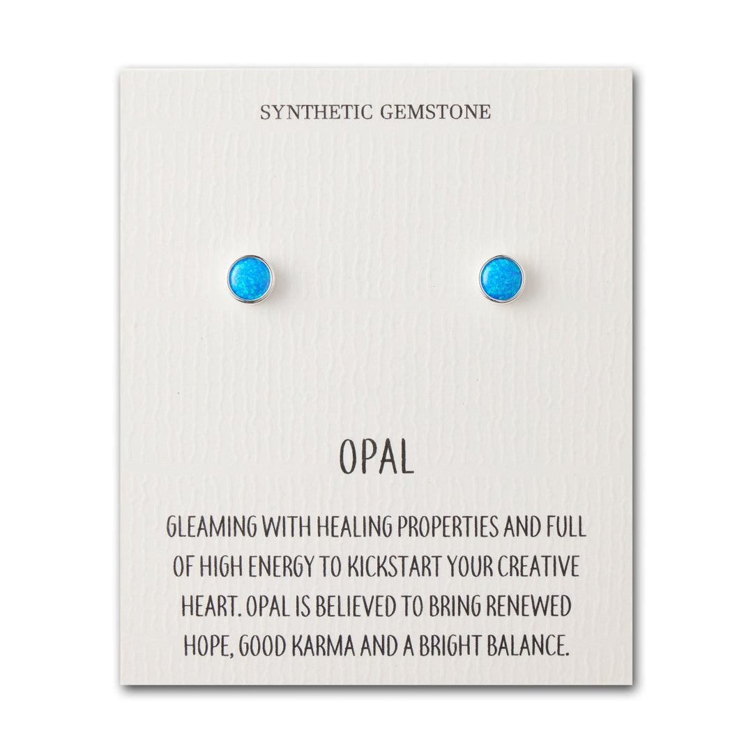 Synthetic Blue Opal Stud Earrings with Quote Card - Philip Jones Jewellery