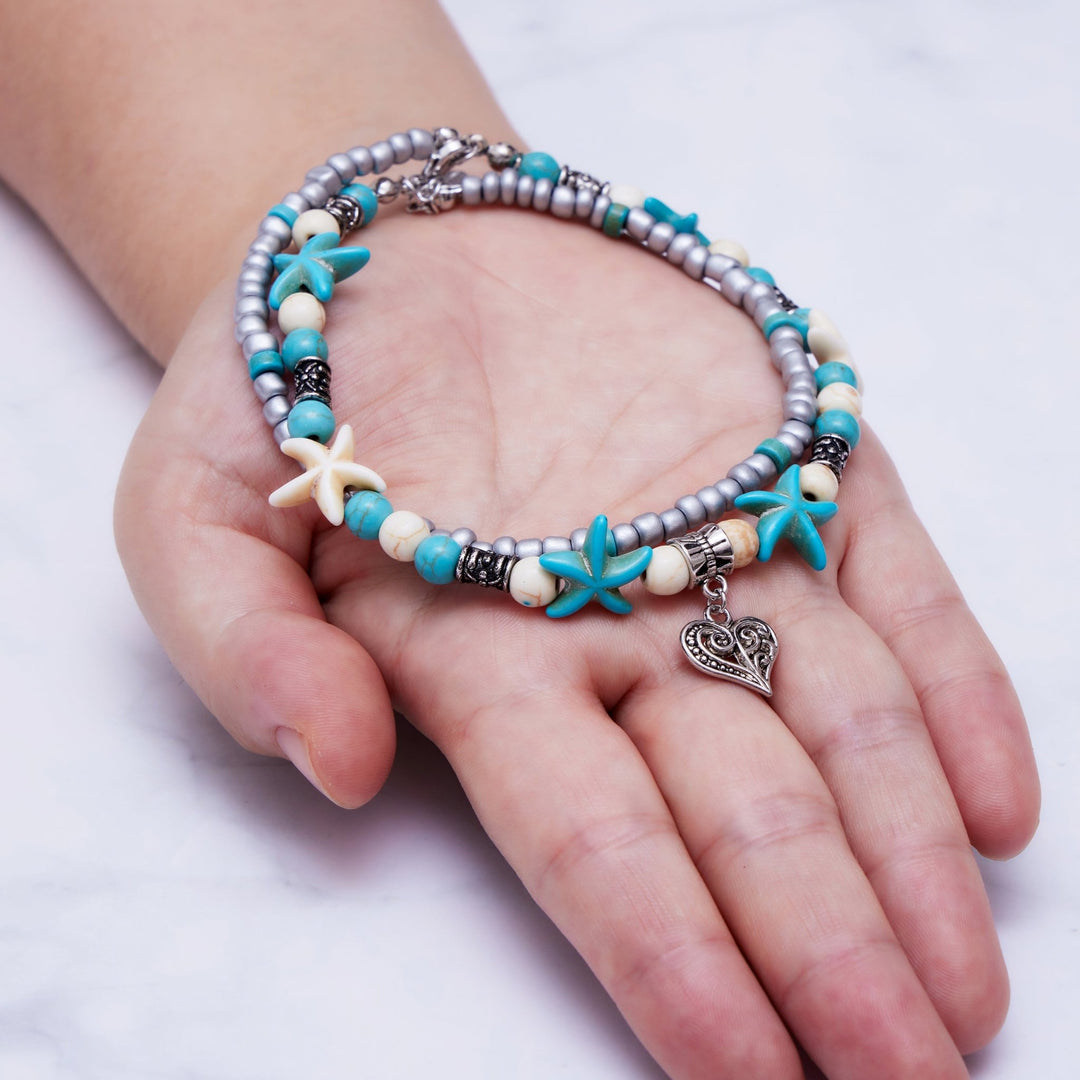 Synthetic Turquoise Beach Anklet - Philip Jones Jewellery