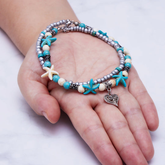 Synthetic Turquoise Beach Anklet - Philip Jones Jewellery