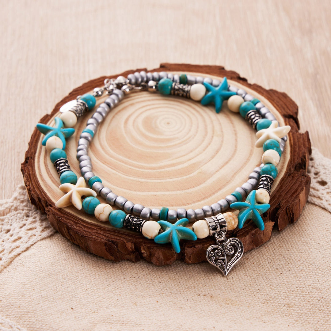 Synthetic Turquoise Beach Anklet - Philip Jones Jewellery