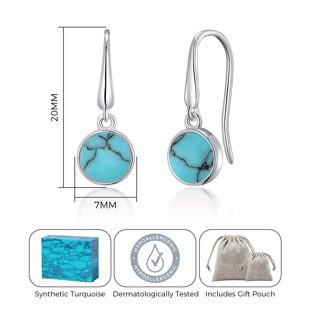 Synthetic Turquoise Drop Earrings - Philip Jones Jewellery