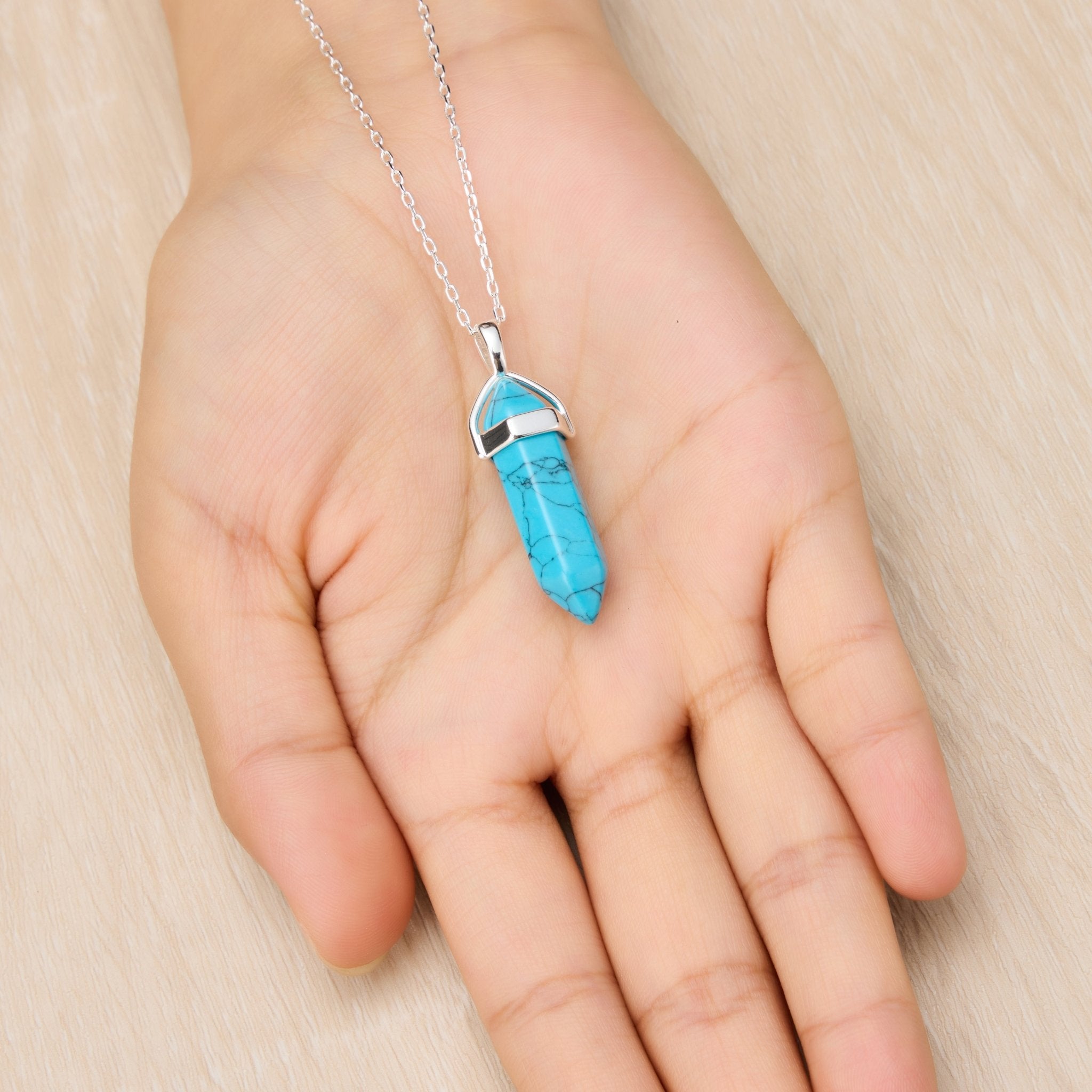 Synthetic Turquoise Genuine Gemstone Necklace - Philip Jones Jewellery