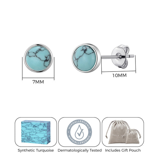 Synthetic Turquoise Stud Earrings - Philip Jones Jewellery
