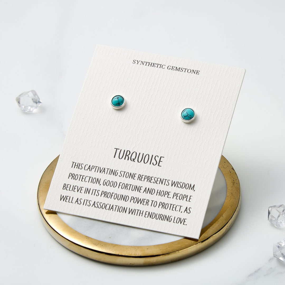 Synthetic Turquoise Stud Earrings with Quote Card - Philip Jones Jewellery