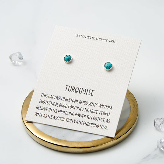 Synthetic Turquoise Stud Earrings with Quote Card - Philip Jones Jewellery