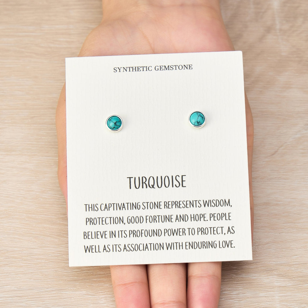 Synthetic Turquoise Stud Earrings with Quote Card - Philip Jones Jewellery