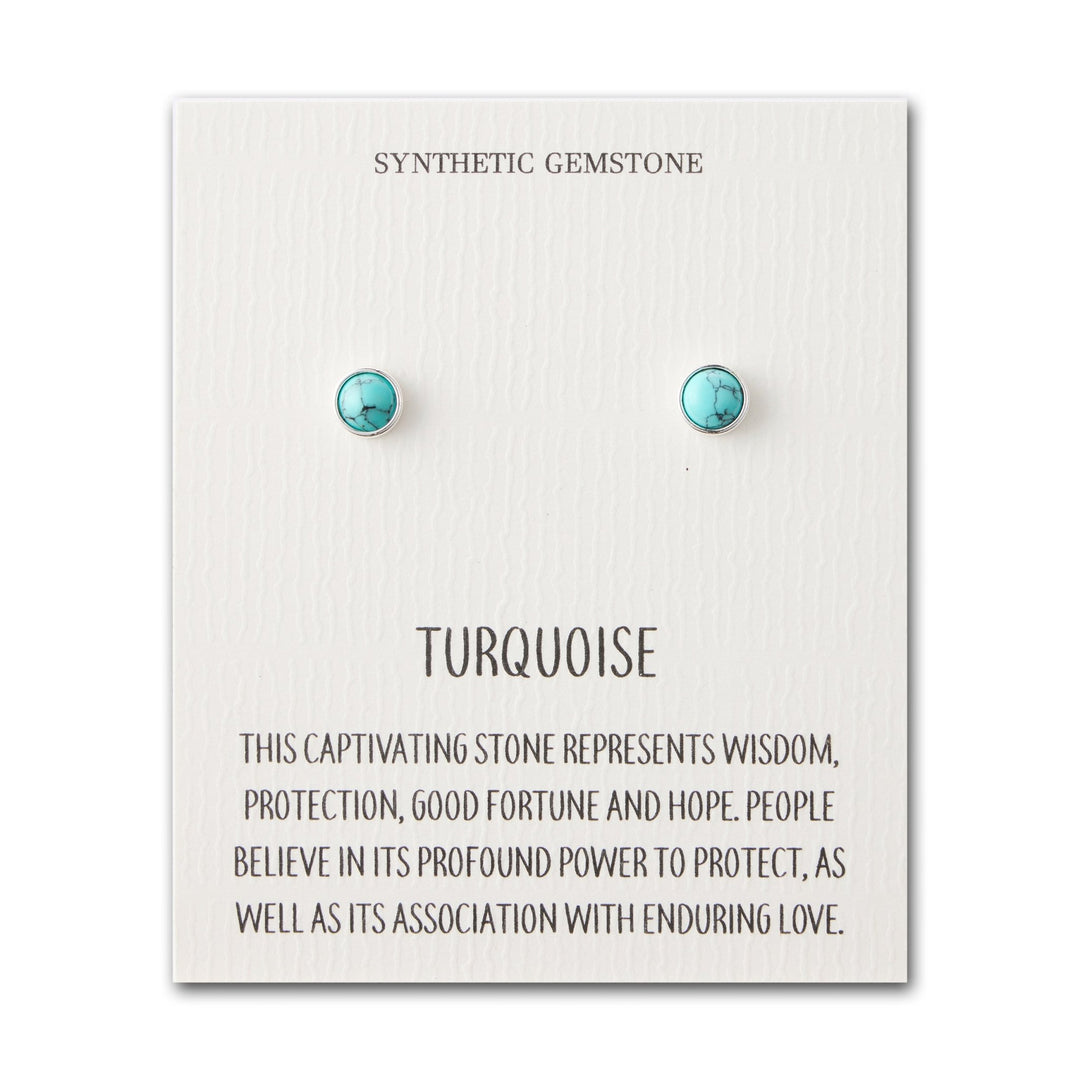 Synthetic Turquoise Stud Earrings with Quote Card - Philip Jones Jewellery