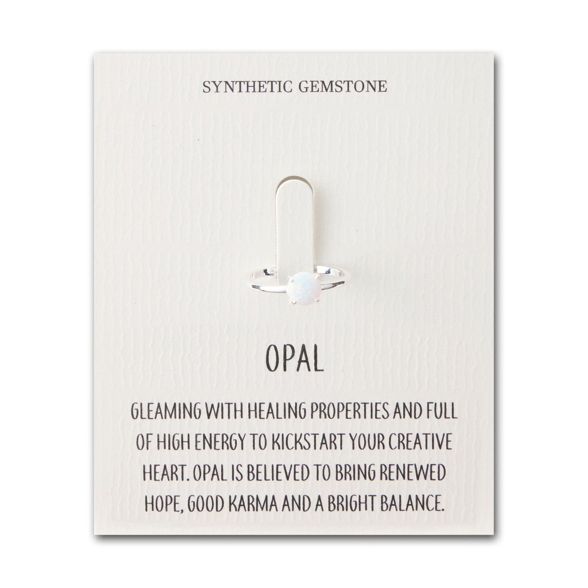 Synthetic White Opal Adjustable Ring with Quote Card - Philip Jones Jewellery