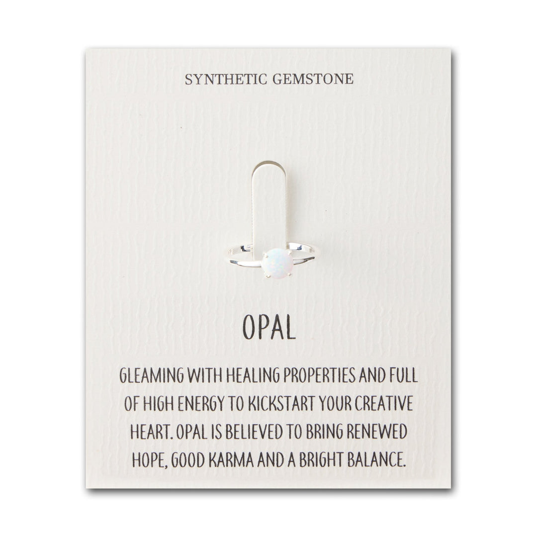 Synthetic White Opal Adjustable Ring with Quote Card - Philip Jones Jewellery
