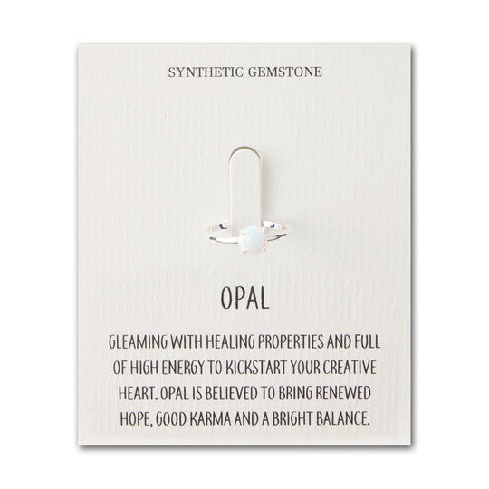 Synthetic White Opal Adjustable Ring with Quote Card - Philip Jones Jewellery