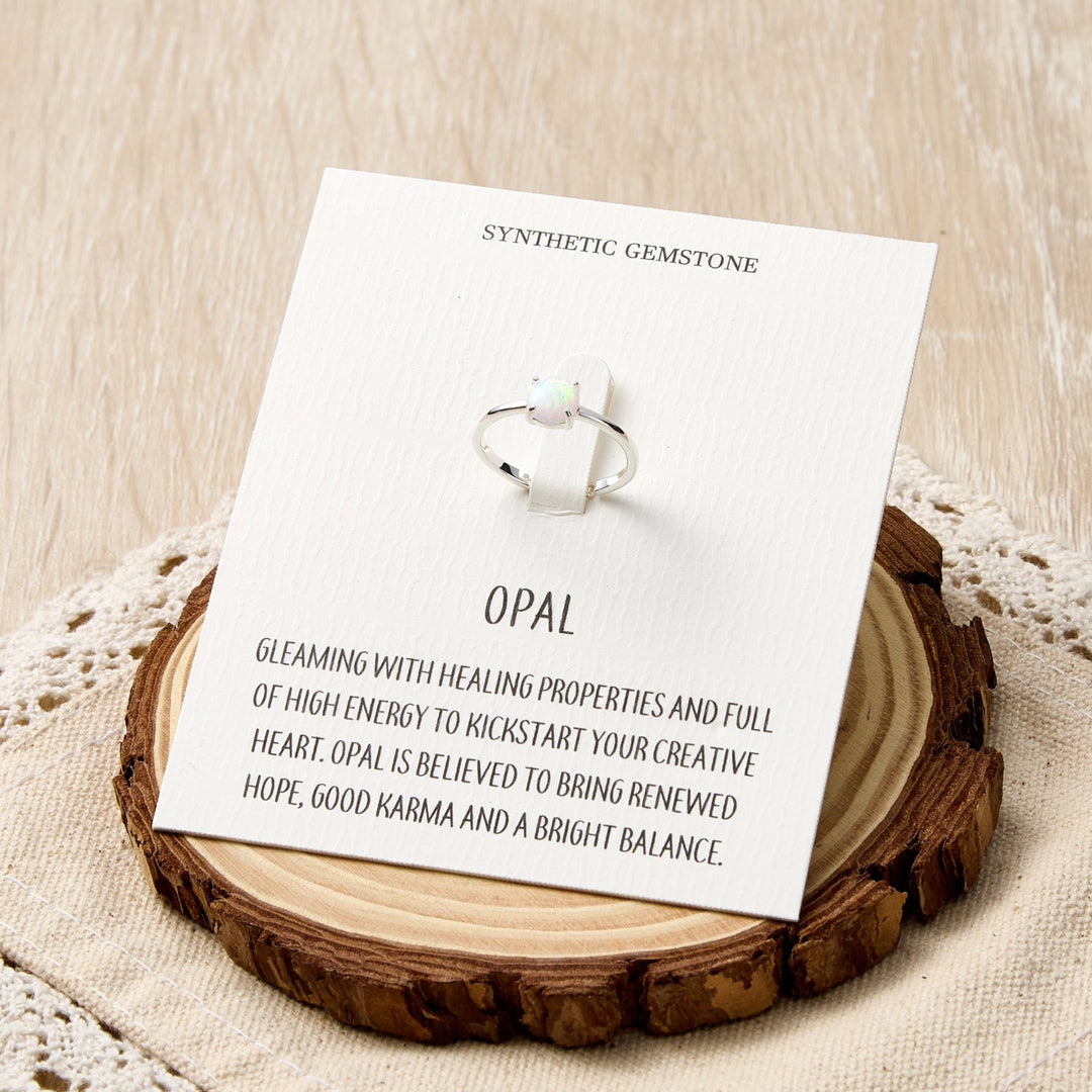 Synthetic White Opal Adjustable Ring with Quote Card - Philip Jones Jewellery