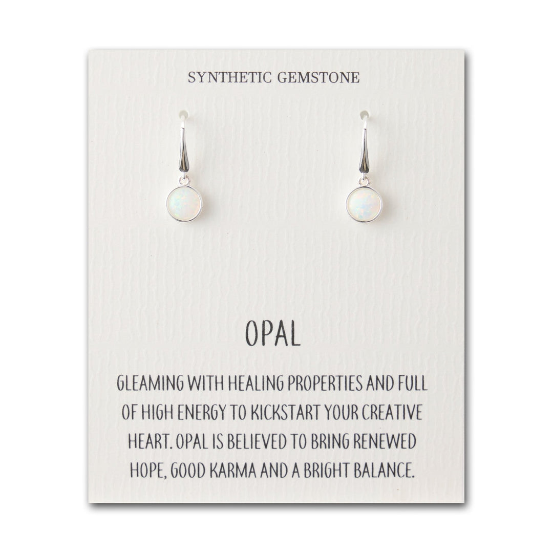 Synthetic White Opal Drop Earrings with Quote Card - Philip Jones Jewellery