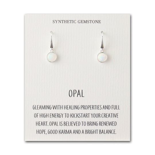 Synthetic White Opal Drop Earrings with Quote Card - Philip Jones Jewellery