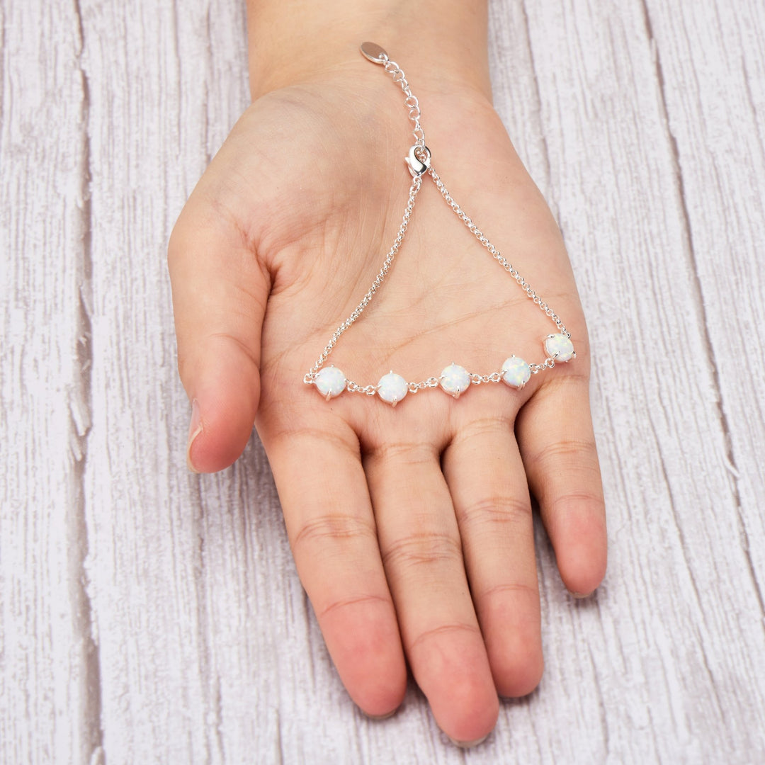 Synthetic White Opal Gemstone Bracelet with Quote Card - Philip Jones Jewellery