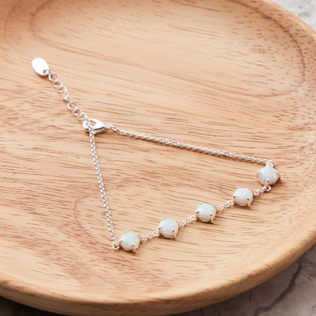Synthetic White Opal Gemstone Bracelet with Quote Card - Philip Jones Jewellery