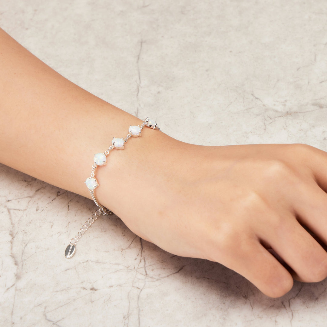 Synthetic White Opal Gemstone Bracelet with Quote Card - Philip Jones Jewellery