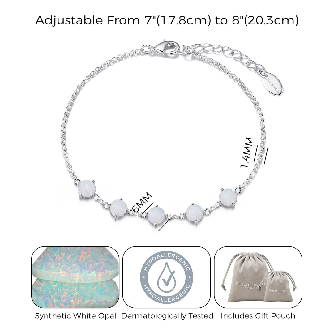 Synthetic White Opal Gemstone Bracelet with Quote Card - Philip Jones Jewellery