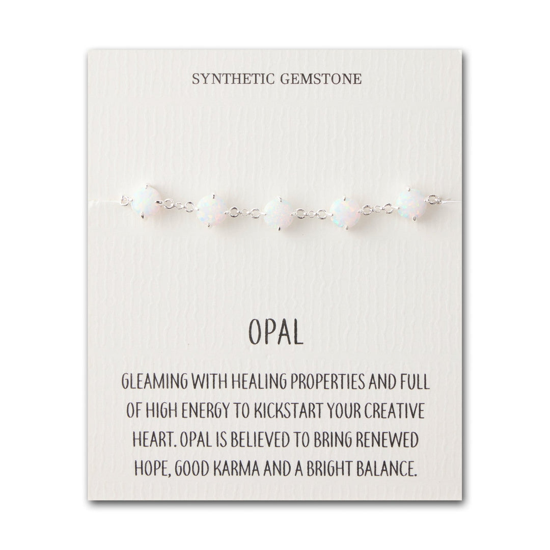 Synthetic White Opal Gemstone Bracelet with Quote Card - Philip Jones Jewellery
