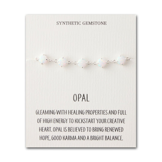 Synthetic White Opal Gemstone Bracelet with Quote Card - Philip Jones Jewellery