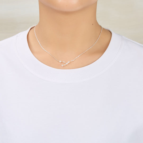 Taurus Star Sign Zodiac Constellation Necklace with Zircondia® Crystals - Philip Jones Jewellery