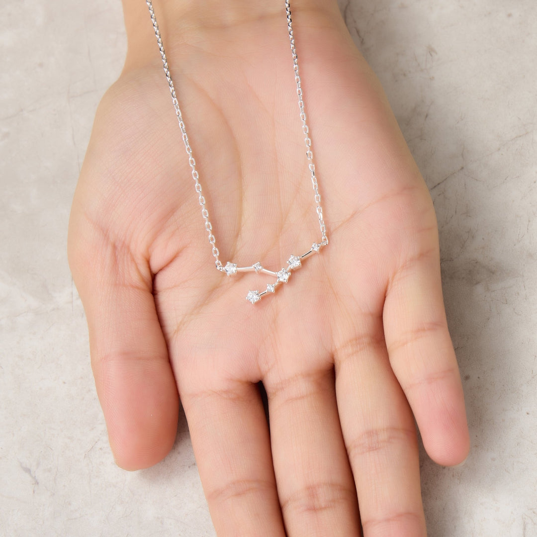Taurus Star Sign Zodiac Constellation Necklace with Zircondia® Crystals - Philip Jones Jewellery