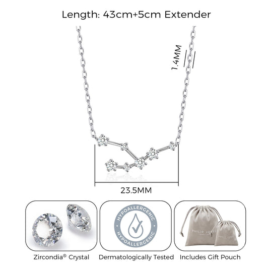 Taurus Star Sign Zodiac Constellation Necklace with Zircondia® Crystals - Philip Jones Jewellery